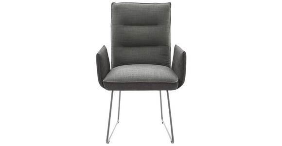 ARMLEHNSTUHL  Beinauswahl, Lederauswahl, Stoffauswahl, Typenauswahl Flachgewebe  - Edelstahlfarben/Dunkelgrau, Design, Textil/Metall (59/93/59cm) - Dieter Knoll
