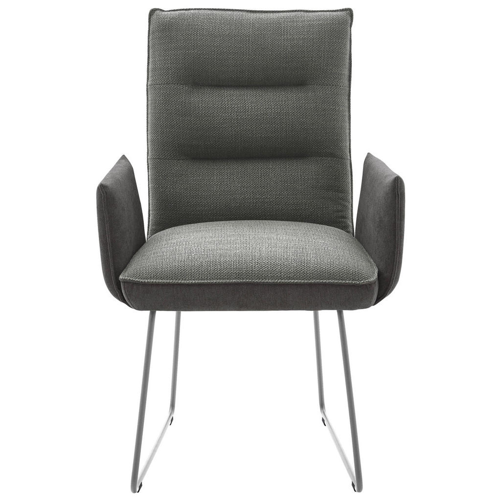 Thumbnail - Dieter Knoll Armlehnstuhl, Grau, Edelstahl, Dunkelgrau, Metall, Textil, Kufe, 59x93x59 cm, Goldenes M, Beinauswahl, Lede...