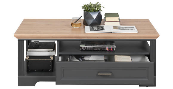 COUCHTISCH 120/67/45 cm rechteckig Graphitfarben, Eiche Artisan  - Graphitfarben/Eiche Artisan, ROMANTIK / LANDHAUS, Holzwerkstoff/Metall (120/67/45cm) - Hom`in