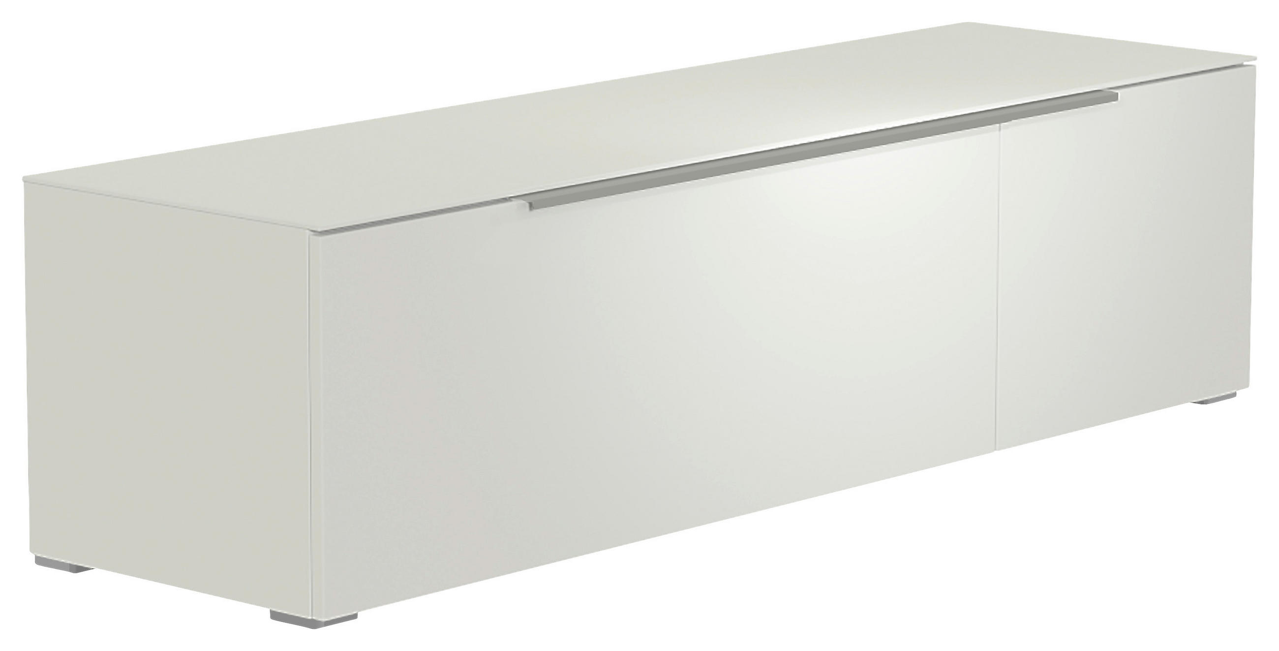 LOWBOARD Weiß, Alufarben  160/43/45 cm  - Alufarben/Weiß, Design, Glas/Holzwerkstoff (160/43/45cm) - Moderano