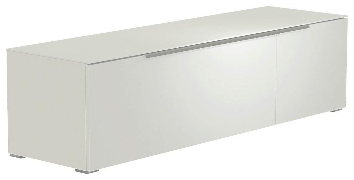 LOWBOARD Weiß, Alufarben  160/43/45 cm  - Alufarben/Weiß, Design, Glas/Holzwerkstoff (160/43/45cm) - Moderano