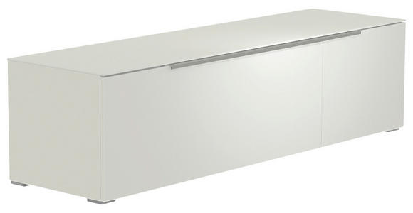 LOWBOARD Weiß, Alufarben  160/43/45 cm  - Alufarben/Weiß, Design, Glas/Holzwerkstoff (160/43/45cm) - Moderano
