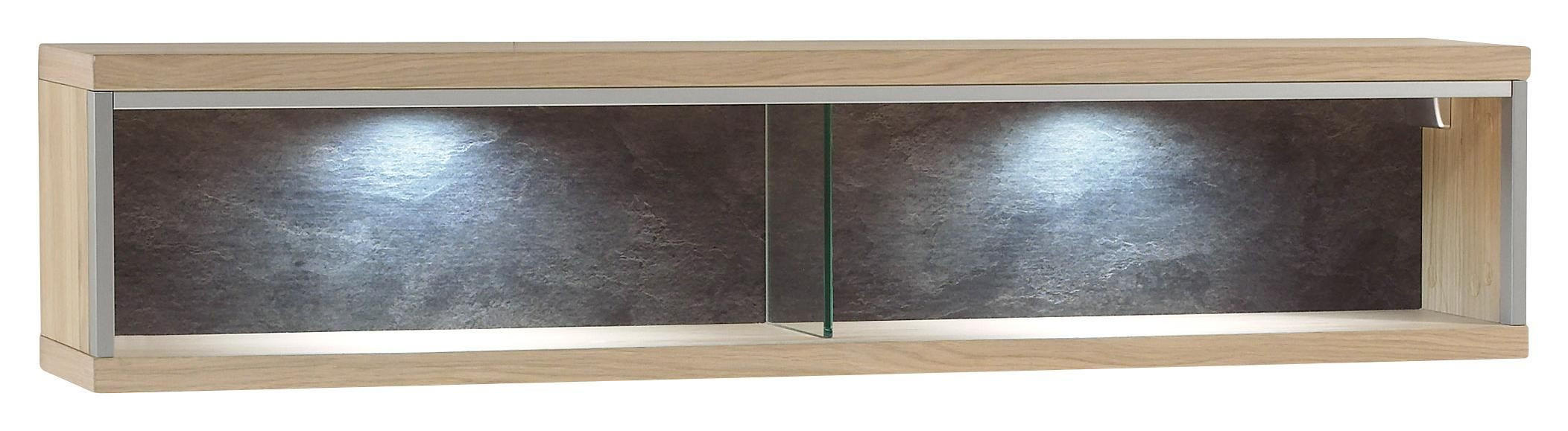 VÄGGHYLLPLAN 124/27/23 cm  - stålfärgad/skifferfärgad, Klassisk, metall/trä (124/27/23cm) - MID.YOU
