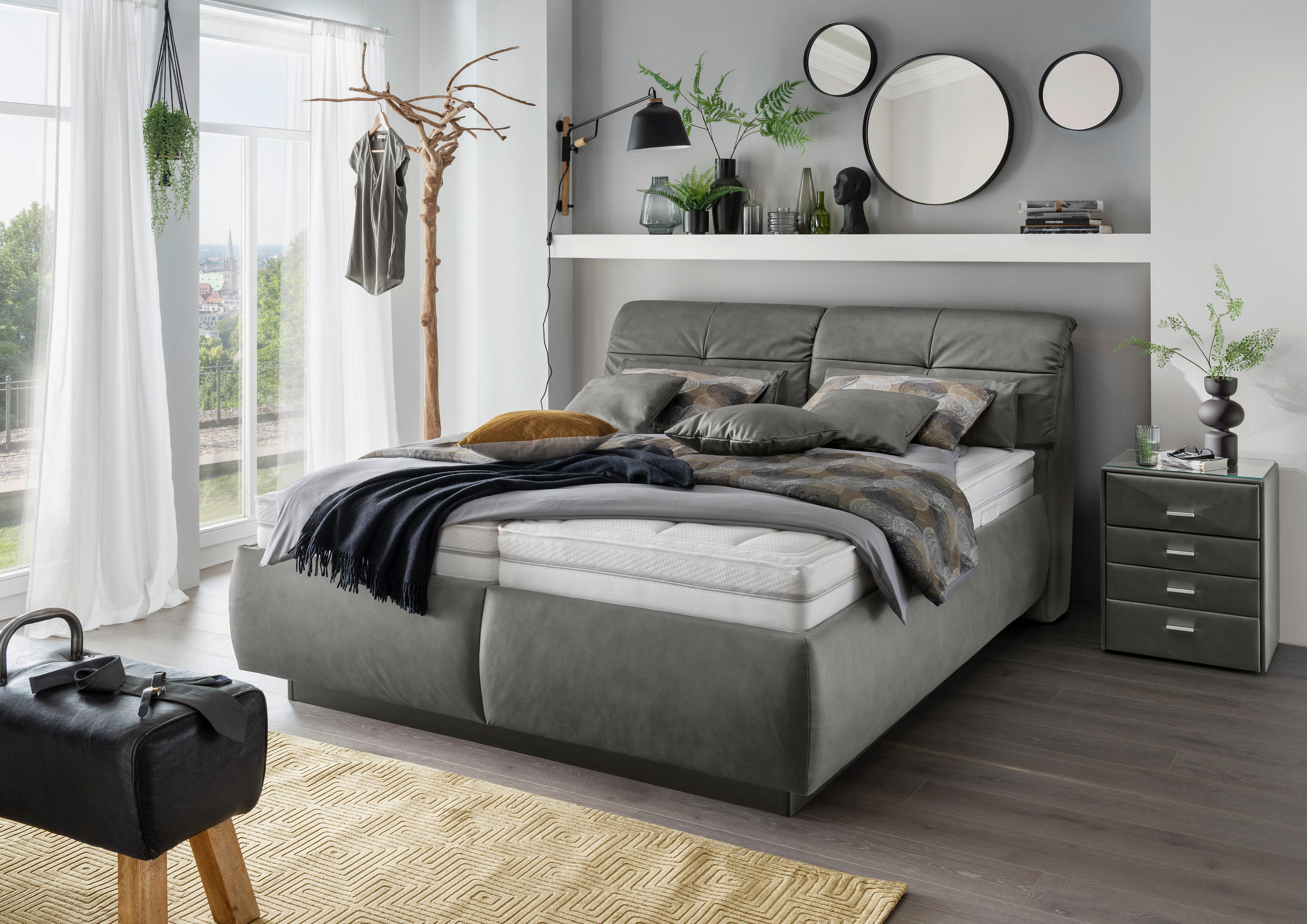 POLSTERBETT 180/200 cm  in Grau  - Weiss/Grau, Konventionell, Holz/Holzwerkstoff (180/200cm) - Beldomo - Sleep