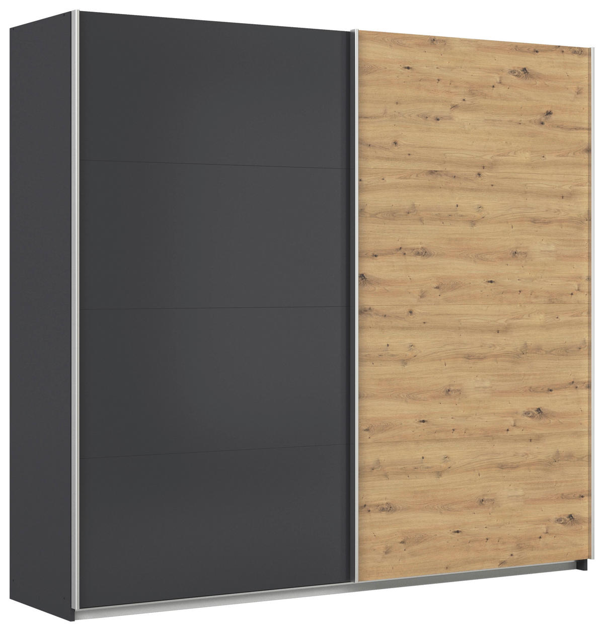 SCHWEBETÜRENSCHRANK  in Grau, Eiche Artisan  - Alufarben/Eiche Artisan, KONVENTIONELL, Holzwerkstoff/Metall (225/210/62cm) - Xora
