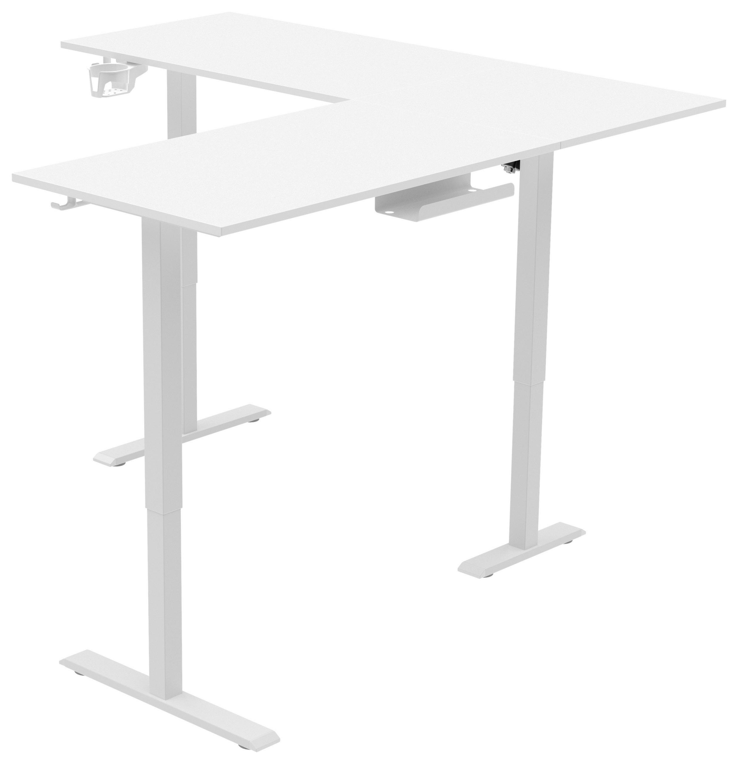 ECKSCHREIBTISCH höhenverstellbar  - Weiß, KONVENTIONELL, Holzwerkstoff/Kunststoff (160/160/72-117cm) - Carryhome