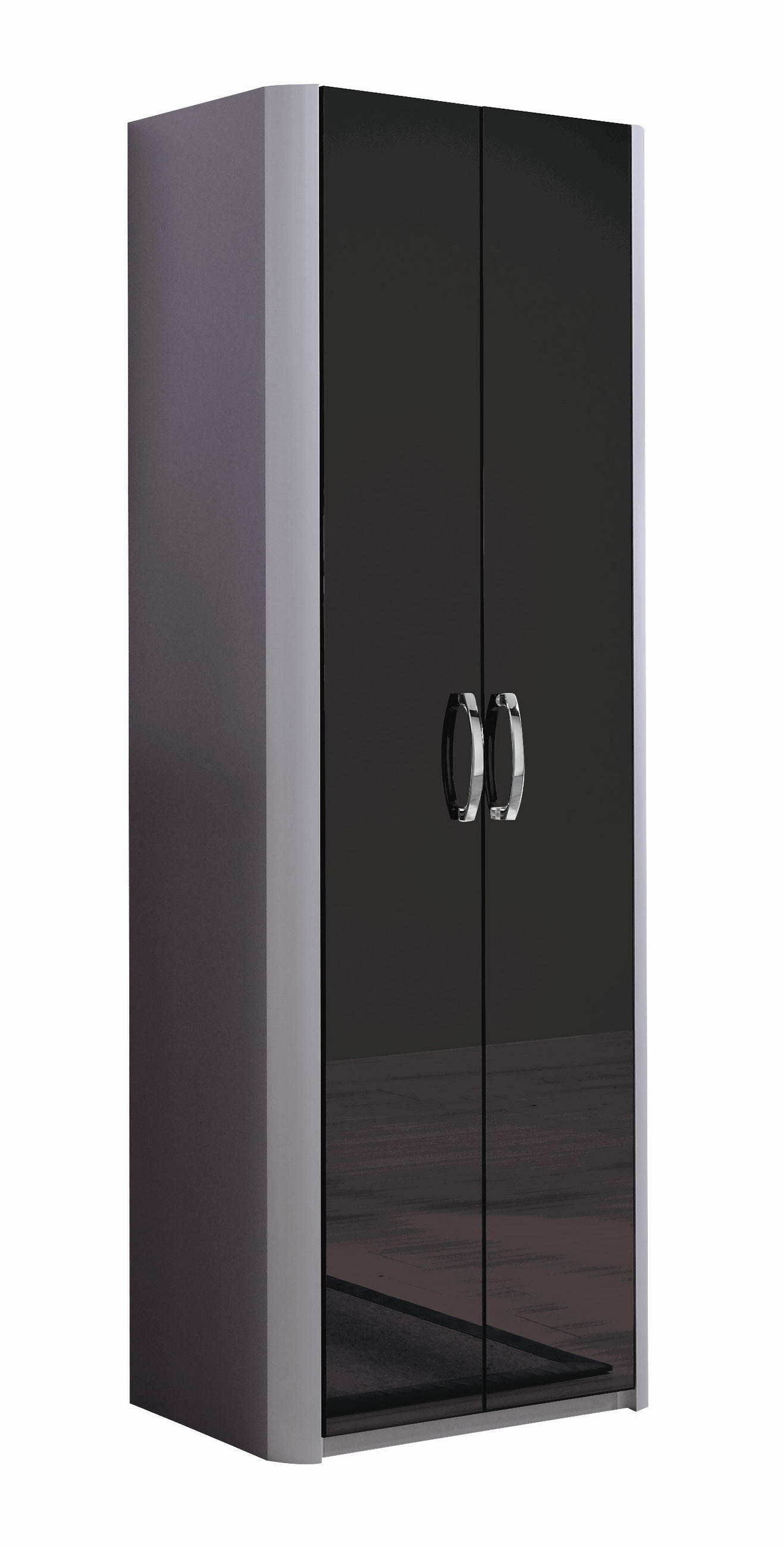 GARDEROBENSCHRANK  in 66/187/37,5 cm  - Chromfarben/Schwarz, Design, Glas/Holzwerkstoff (66/187/37,5cm) - Moderano