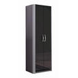 GARDEROBENSCHRANK  in 66/187/37,5 cm  - Chromfarben/Schwarz, Design, Glas/Holzwerkstoff (66/187/37,5cm) - Moderano