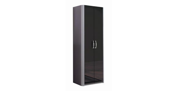 GARDEROBENSCHRANK  in 66/187/37,5 cm  - Chromfarben/Schwarz, Design, Glas/Holzwerkstoff (66/187/37,5cm) - Moderano