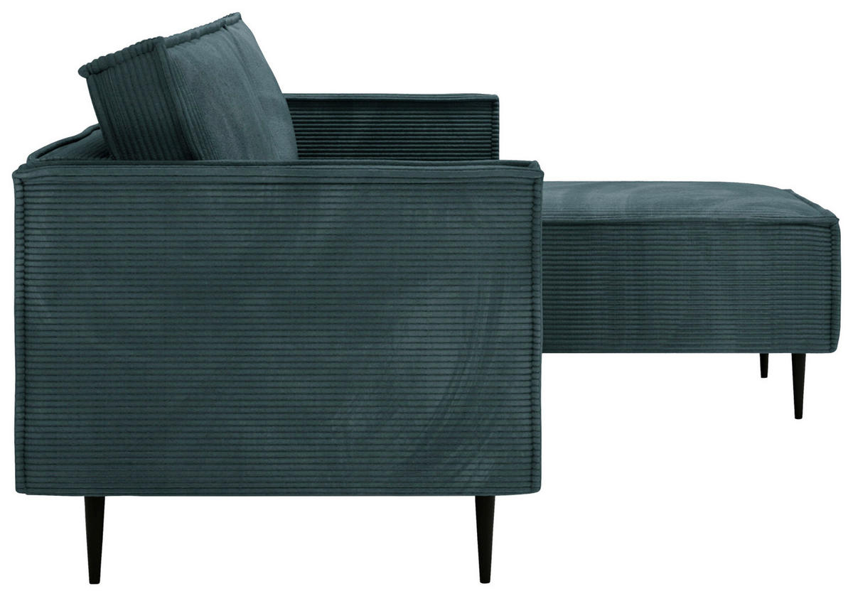 ECKSOFA in Cord Petrol  - Petrol/Schwarz, Design, Textil/Metall (223/151cm) - Livetastic