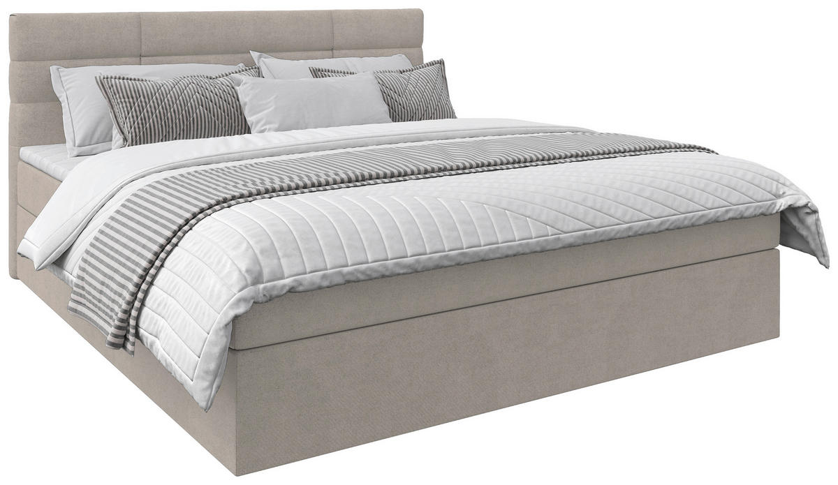 BOXBETT 160/200 cm  Creme  - Creme/Schwarz, Konventionell, Holz/Kunststoff (160/200cm) - Carryhome