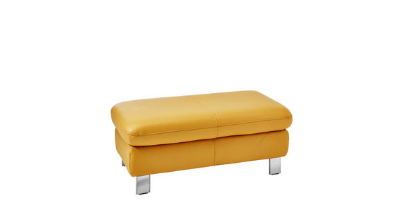 HOCKER in Leder Gelb  - Gelb/Alufarben, Design, Leder/Metall (120/52/65cm) - Cantus