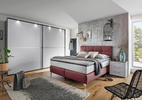 BOXSPRINGBETT 200/200 cm  in Bordeaux  - Chromfarben/Bordeaux, KONVENTIONELL, Leder/Textil (200/200cm) - Novel
