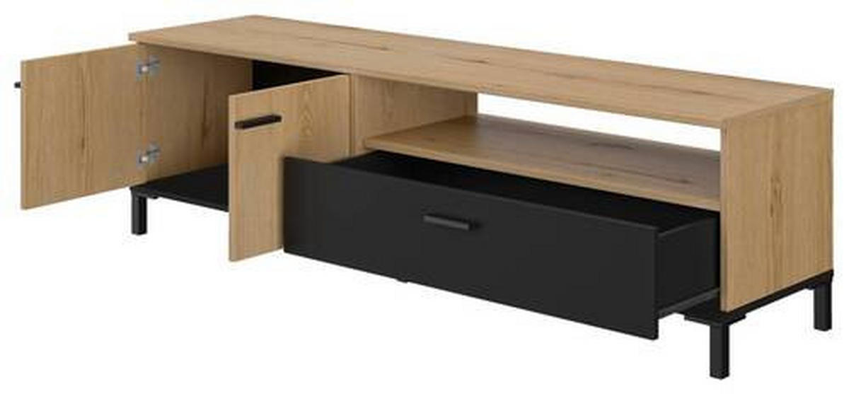 TV-ELEMENT - Eichefarben/Schwarz, MODERN, Holzwerkstoff/Kunststoff (160/47/40cm) - MID.YOU