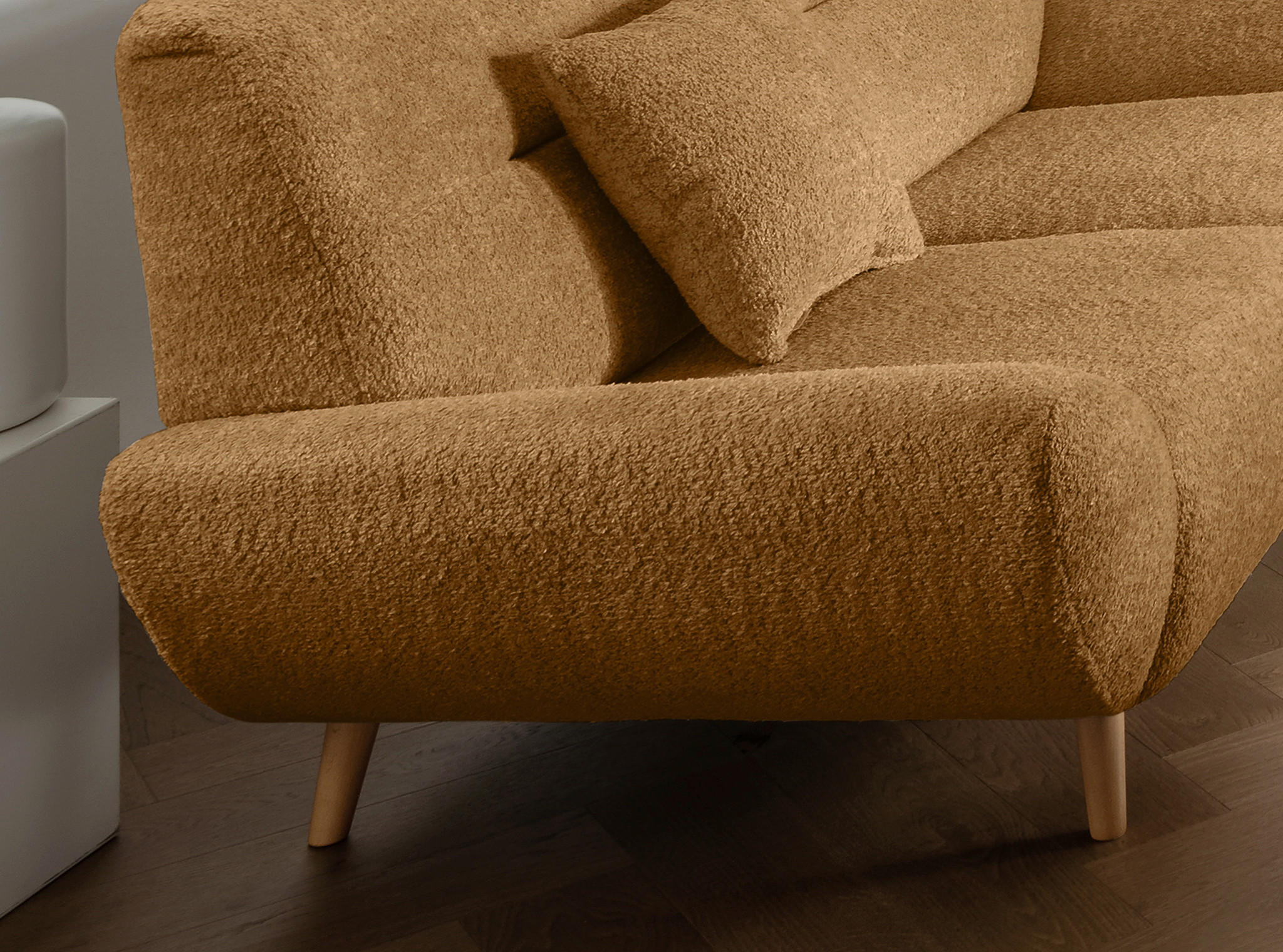 Thumbnail - Mid.you 3-Sitzer-Sofa, Gold, Textil, Buche, Uni, 205x81x90 cm, Made in EU, erweiterbar, Rücken echt, Wohnzimmer, Sofas &...