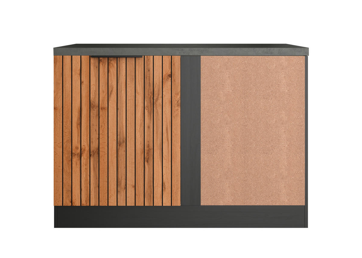 ECKUNTERSCHRANK 120/86/60 cm  - Schieferfarben/Eiche Wotan, Basics, Holzwerkstoff/Metall (120/86/60cm) - Held