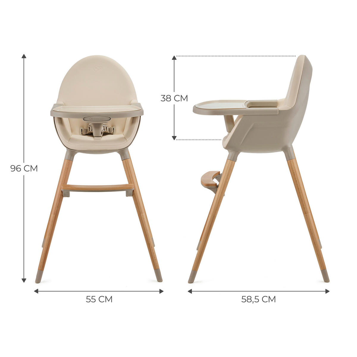 HOCHSTUHL Fini 2  - Beige, Basics, Leder/Holz (55/96/58.5cm) - kinderkraft