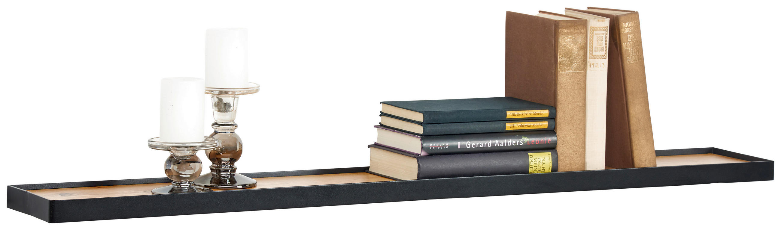 WANDBOARD Schwarz, Eichefarben  - Eichefarben/Schwarz, Basics, Holzwerkstoff/Metall (110/3/15cm) - Xora