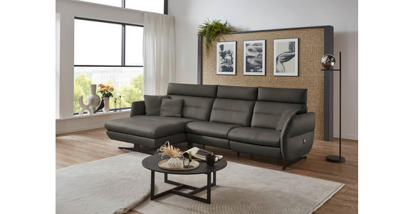 ECKSOFA in Echtleder Dunkelgrau  169/298 cm  - Dunkelgrau/Schwarz, Design, Leder/Metall (169/298cm) - Dieter Knoll