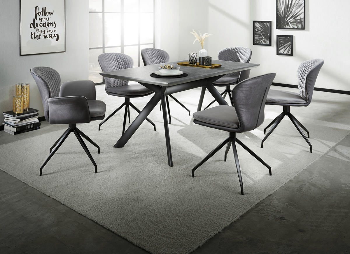 STOL ZA BLAGOVAONICU  crna, svijetlo siva  drvni materijal      - svijetlo siva/crna, Design, drvni materijal/metal (160/90/76cm) - Novel