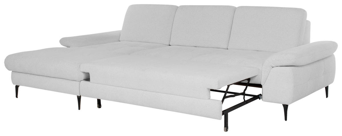 ECKSOFA ALMA in Chenille Hellgrau  191/285 cm  - Hellgrau/Schwarz, Design, Textil/Metall (191/285cm) - Livetastic