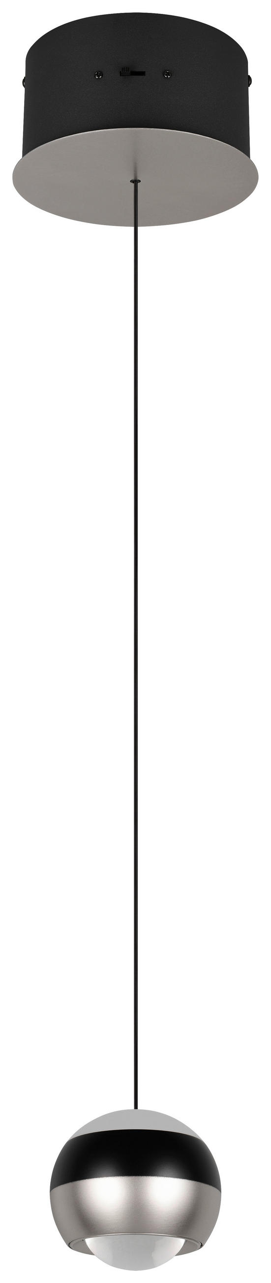LED FÜGGŐLÁMPA 15,5/150 cm  - fekete/nikkel, Design, fém (15,5/150cm) - Trio Leuchten