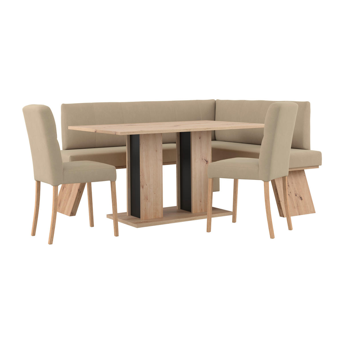 ECKBANK 185/150 cm Webstoff Beige   - Eichefarben/Beige, KONVENTIONELL, Textil (185/150cm) - Livetastic