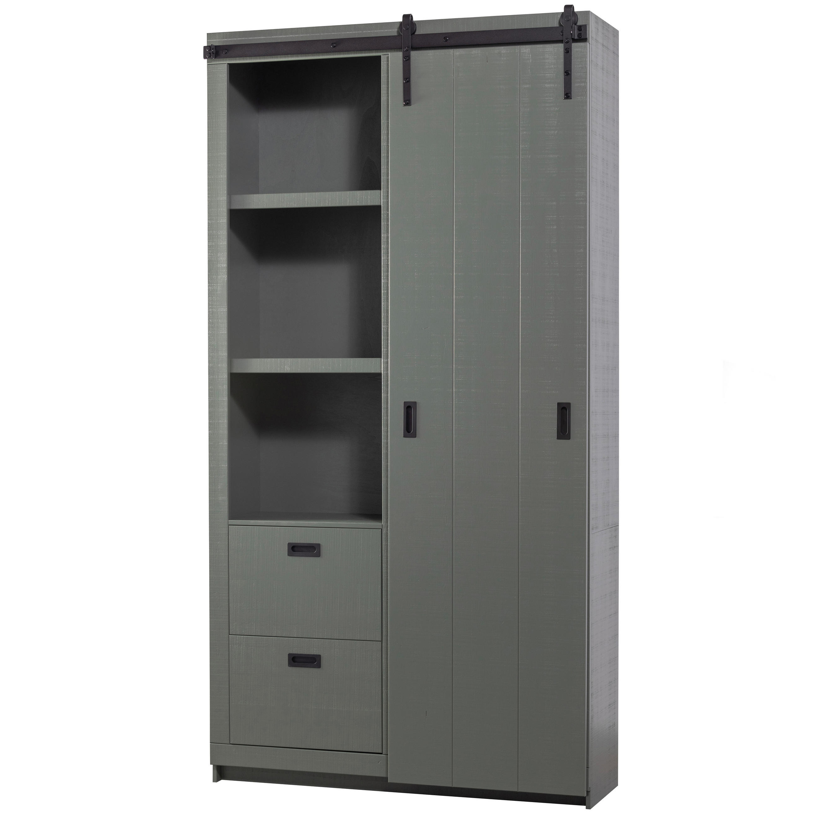 MEHRZWECKSCHRANK 122/230/37 cm  in Grün  - Schwarz/Grün, Design, Holz (122/230/37cm) - Livetastic