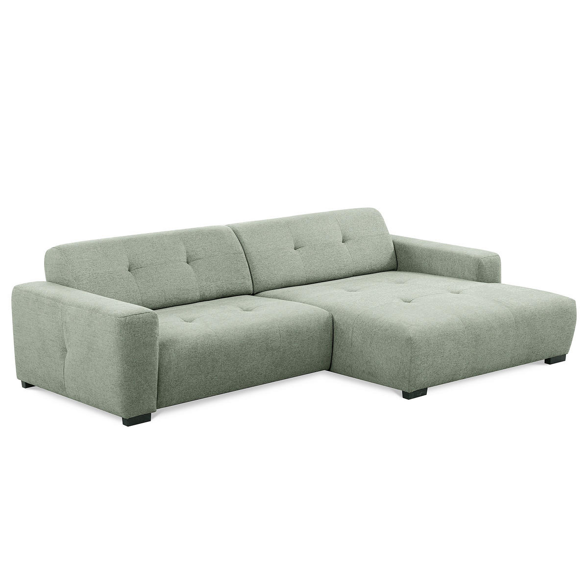 ECKSOFA AUSTIN Salbeigrün Flachgewebe Sitztiefenverstellung  - Salbeigrün/Schwarz, Design, Kunststoff/Textil (286/169cm) - Livetastic