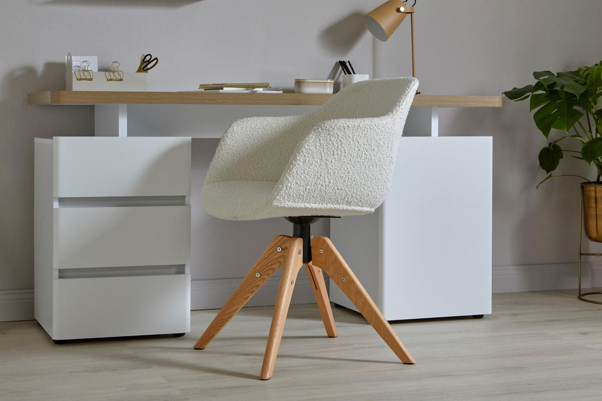ARMLEHNSTUHL  in Webstoff  - Eichefarben/Weiß, MODERN, Holz/Kunststoff (56,5/59/79cm) - Livetastic