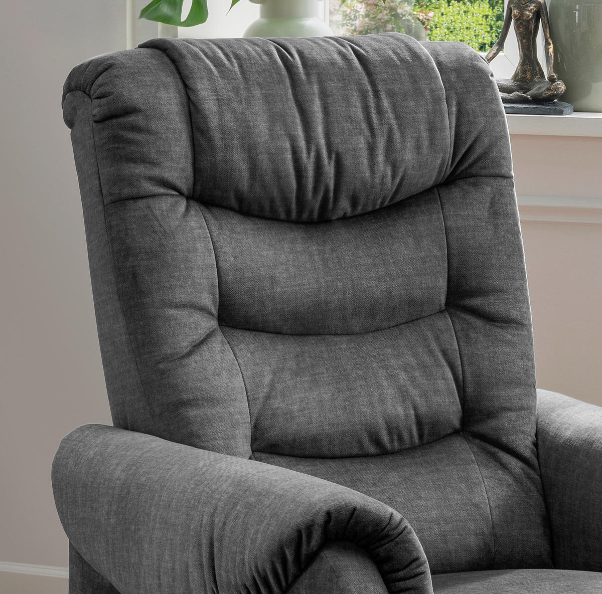 FERNSEHSESSEL in Velours Dunkelgrau  - Dunkelgrau/Schwarz, Design, Kunststoff/Textil (76/106/94cm) - Livetastic