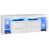 MEDIABÄNK vit  179/67/44 cm  - vit/aluminiumfärg, Design, metall/trämaterial (179/67/44cm) - Carryhome