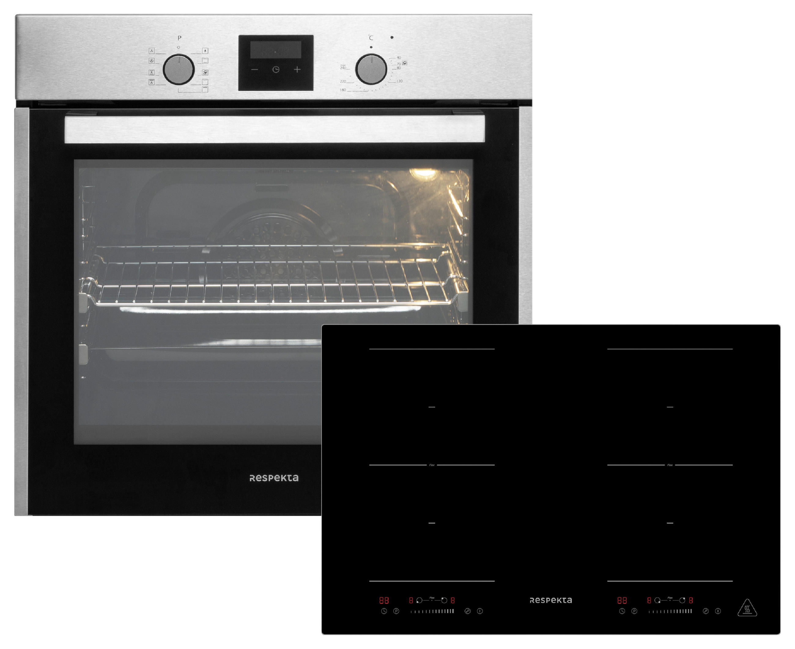 BACKOFENSET ASET1408800I  - Edelstahlfarben/Schwarz, Trend, Glas/Metall (59,5/59,5/56,5cm) - Respekta