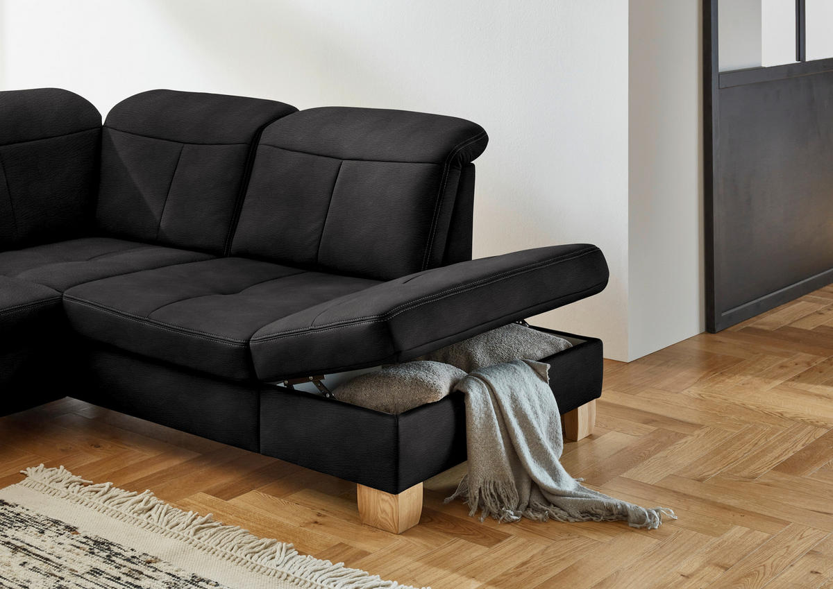 WOHNLANDSCHAFT in Mikrofaser Anthrazit  - Wildeiche/Anthrazit, Konventionell, Holz/Textil (185/343/243cm) - Voleo