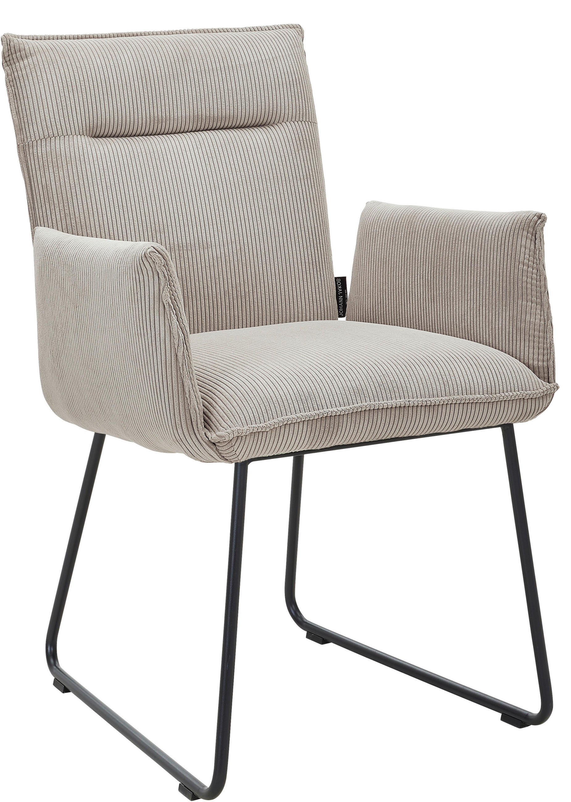 ARMLEHNSTUHL  in Eisen Feincord  - Ecru/Schwarz, Design, Textil/Metall (59/87/62cm) - Johann Jakob