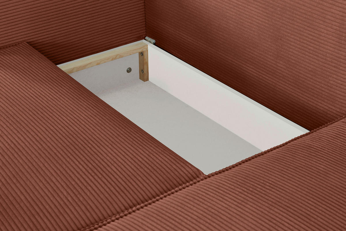 ECKSOFA in Feincord Rostfarben  - Rostfarben/Schwarz, KONVENTIONELL, Kunststoff/Textil (242/151cm) - Carryhome