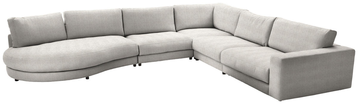 ECKSOFA in Chenille, Cord Hellgrau  - Hellgrau/Schwarz, Design, Kunststoff/Textil (425/365cm) - Lomoco