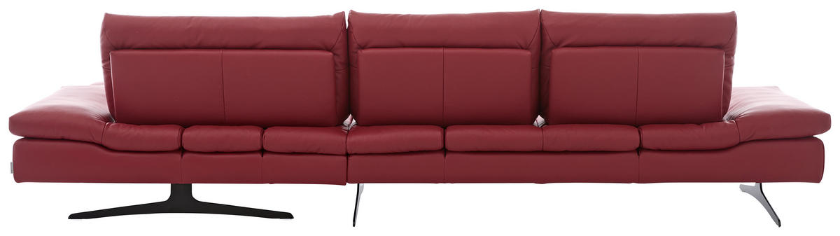 ECKSOFA in Echtleder Rot  - Rot/Schwarz, Modern, Leder/Metall (342/158cm) - Chilliano