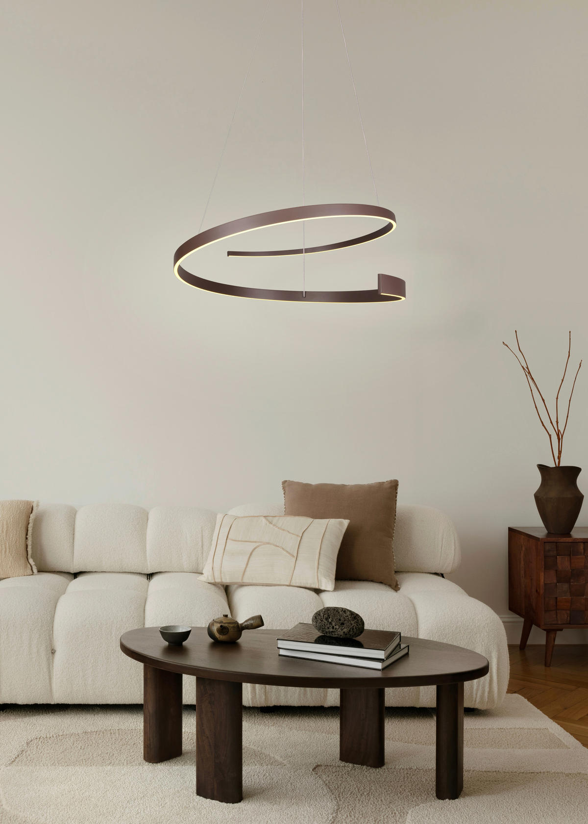 LED-HÄNGELEUCHTE 75/200 cm  - Braun, Design, Metall (75/200cm) - Cinque