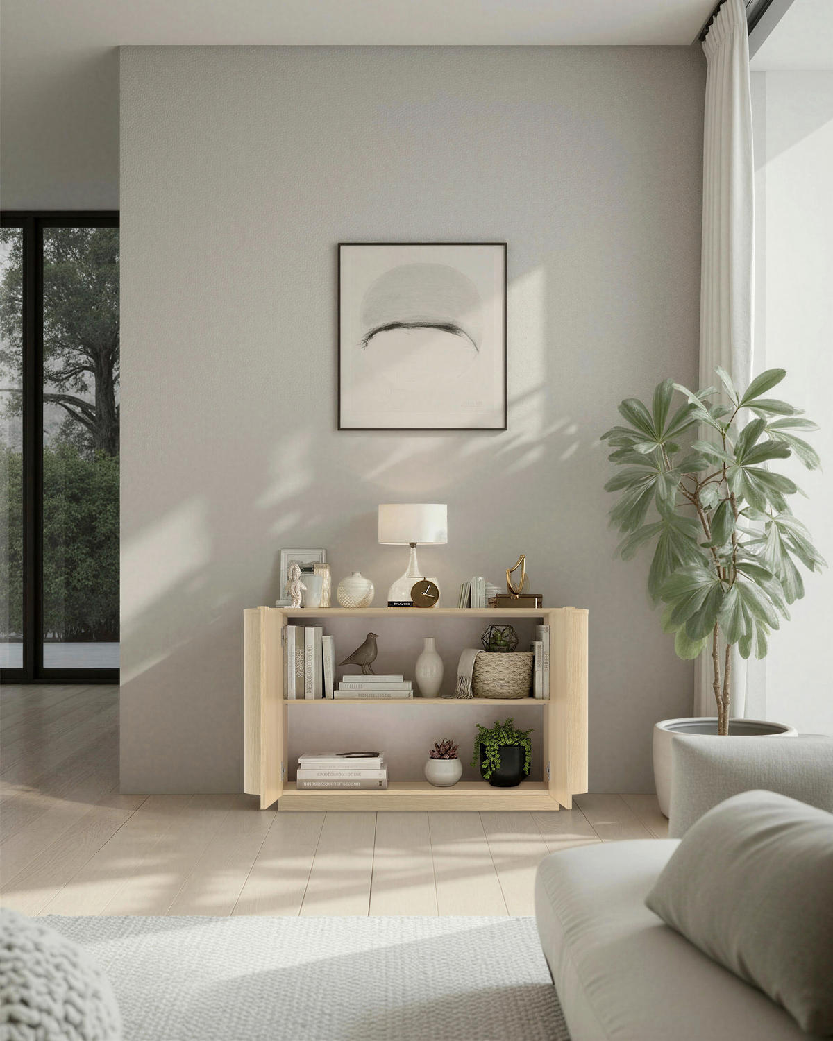 SIDEBOARD  in 131/76/43 cm  - Eichefarben, Design, Holzwerkstoff/Metall (131/76/43cm) - MID.YOU