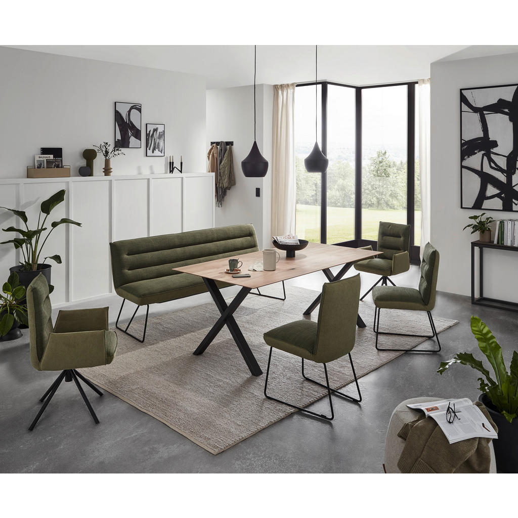 Thumbnail - Dieter Knoll Stuhl, Grün, Schwarz, Metall, Textil, Kufe, 49x93x59 cm, Beinauswahl, Lederauswahl, Stoffauswahl, Typenausw...