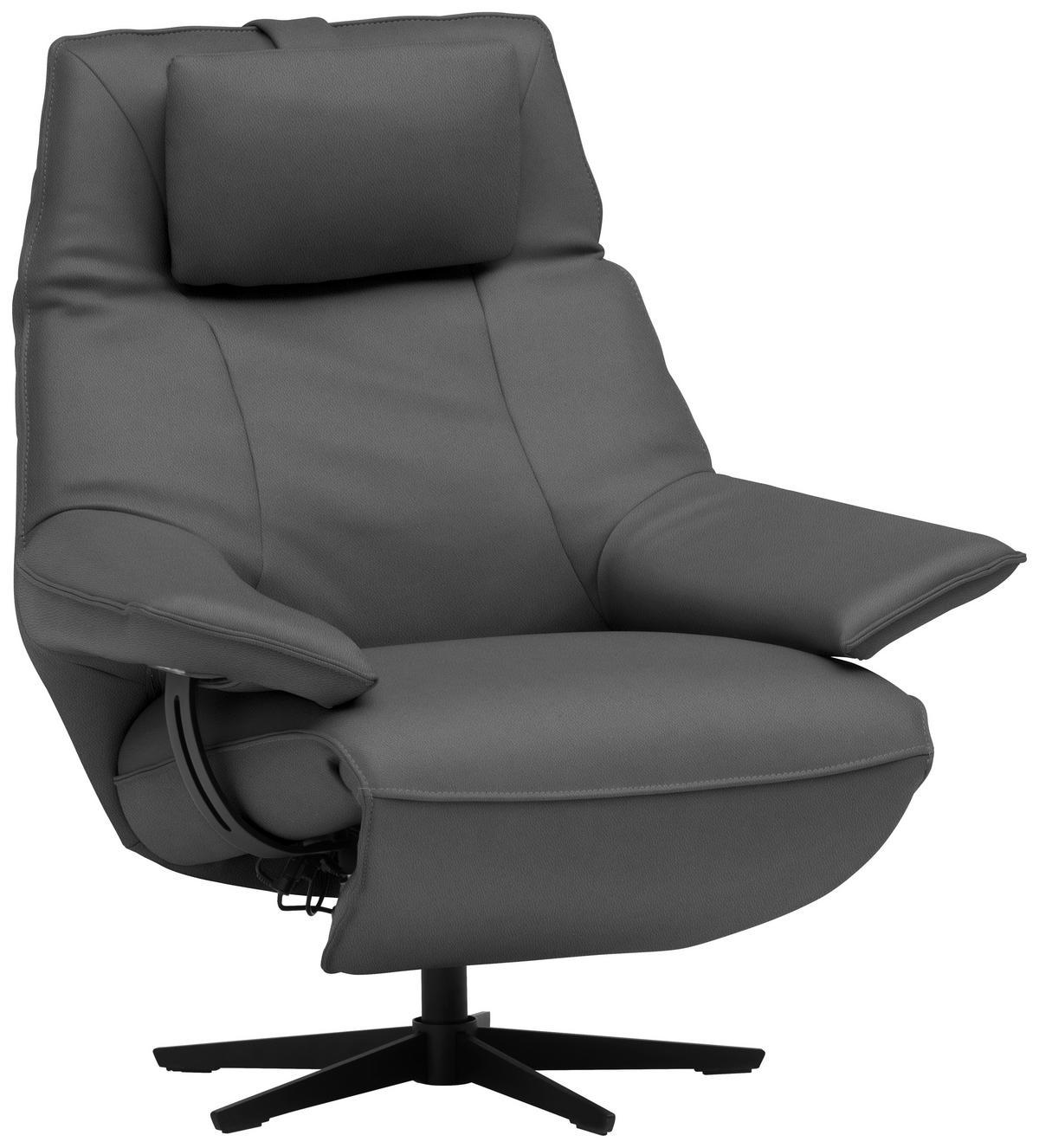 RELAXSESSEL in Leder Graublau  - Graublau/Schwarz, Design, Leder/Metall (92/79/82cm) - Dieter Knoll