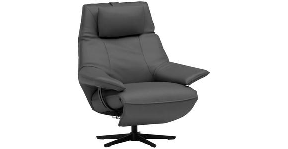 RELAXSESSEL in Leder Graublau  - Graublau/Schwarz, Design, Leder/Metall (92/79/82cm) - Dieter Knoll