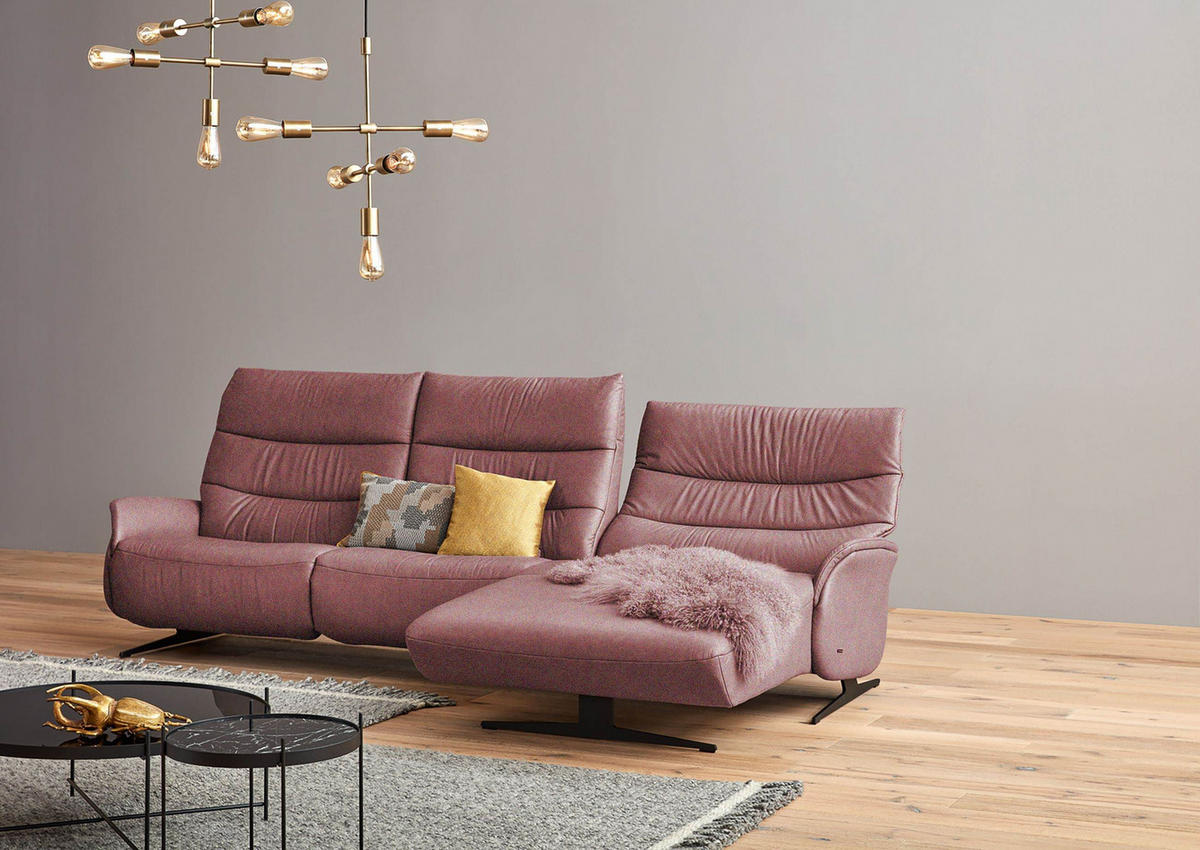 SEDEŽNA GARNITURA, struktura  - roza/barve nerjavečega jekla, Moderno, kovina/tekstil (297/166cm) - Himolla