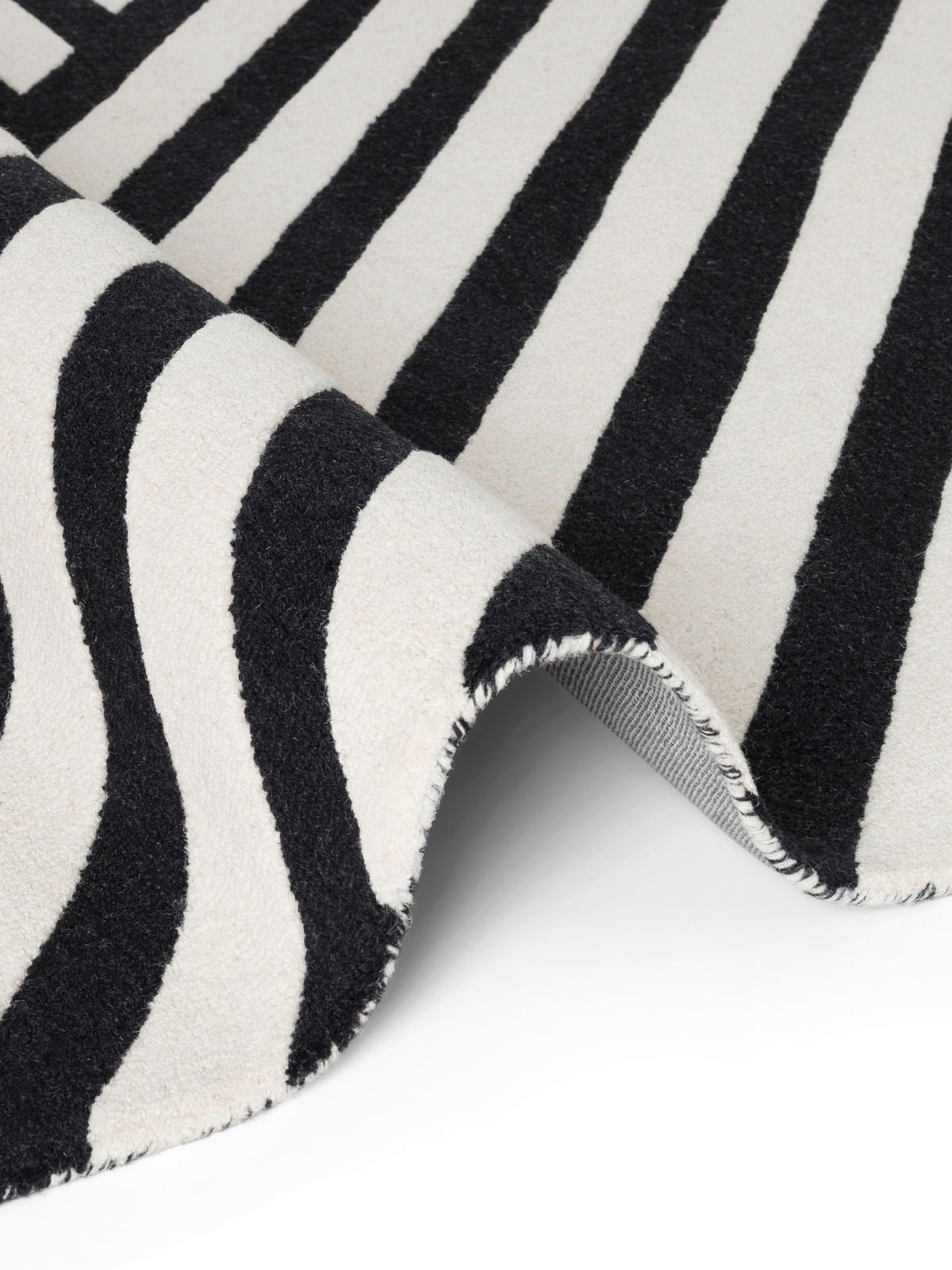 WOLLTEPPICH 120/180 cm Stryve Schwarz, Weiß rechteckig  - Schwarz/Weiß, Basics, Textil (120/180cm) - Elle Decoration