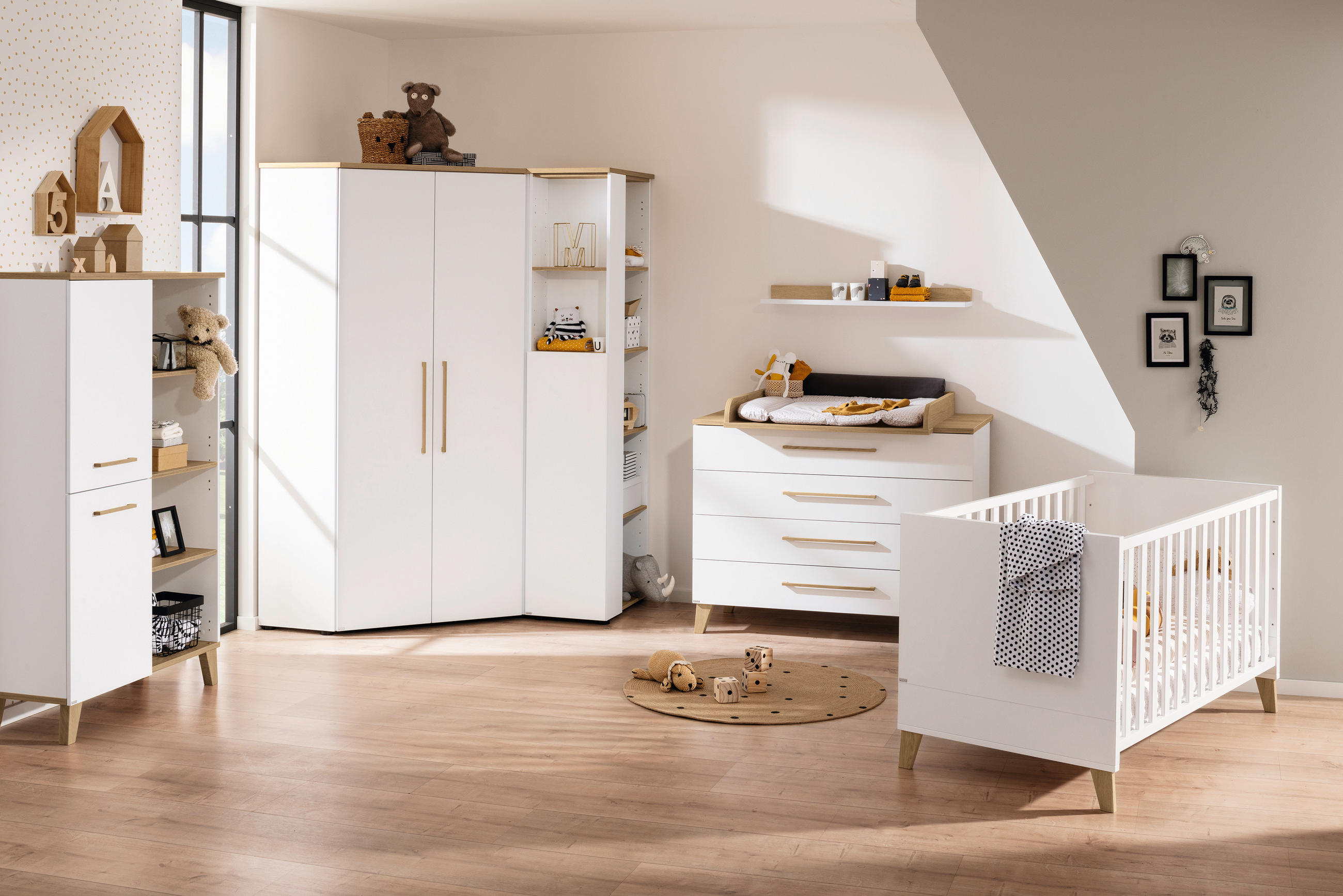 WICKELKOMMODE Oscar Weiß, Eichefarben  - Eichefarben/Weiß, Basics, Holz/Holzwerkstoff (123,5/95,0/55,9cm) - Paidi
