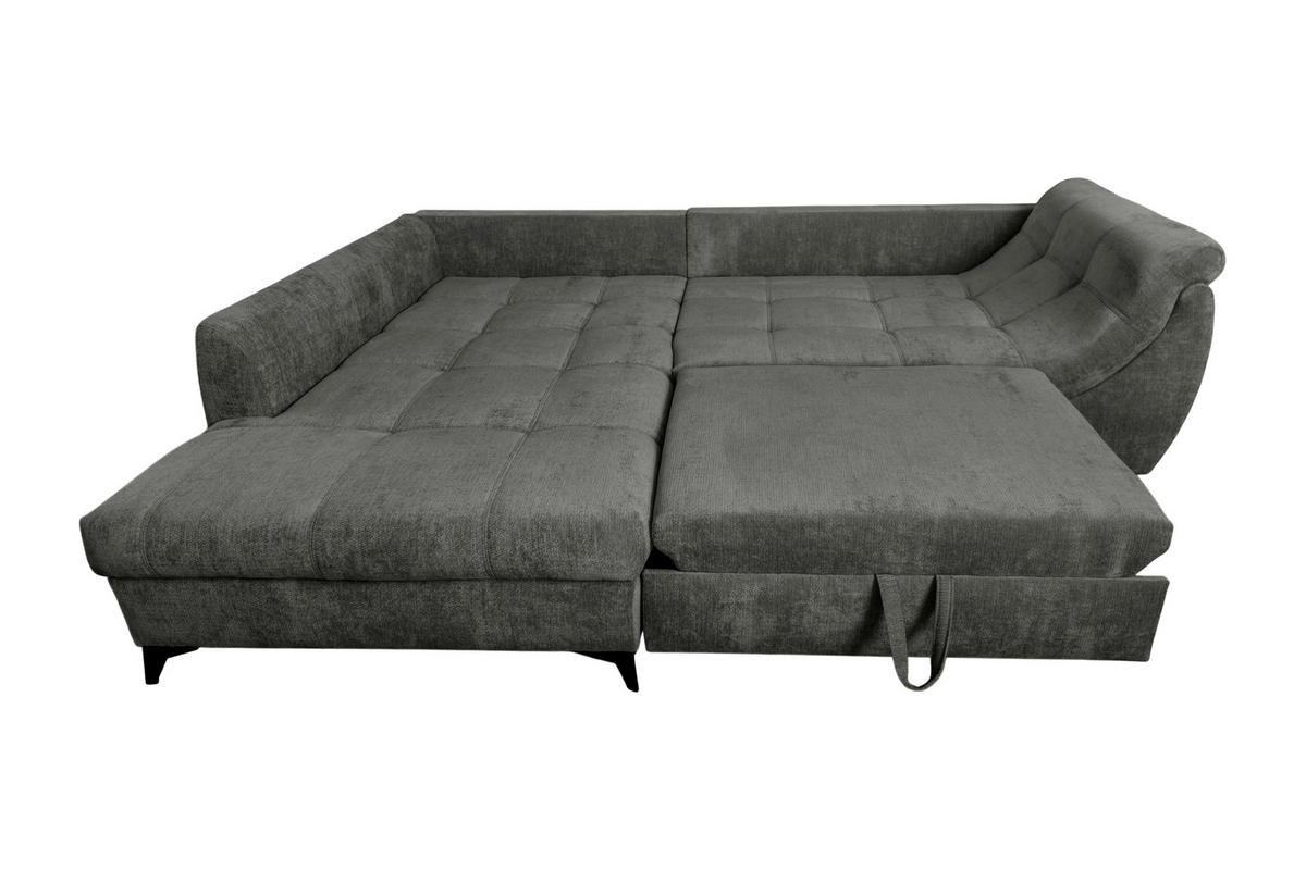 ECKSOFA LIVANO Grau Chenille Liegefläche im Originalstoff  - Schwarz/Grau, Design, Textil/Metall (190/250cm) - P & B