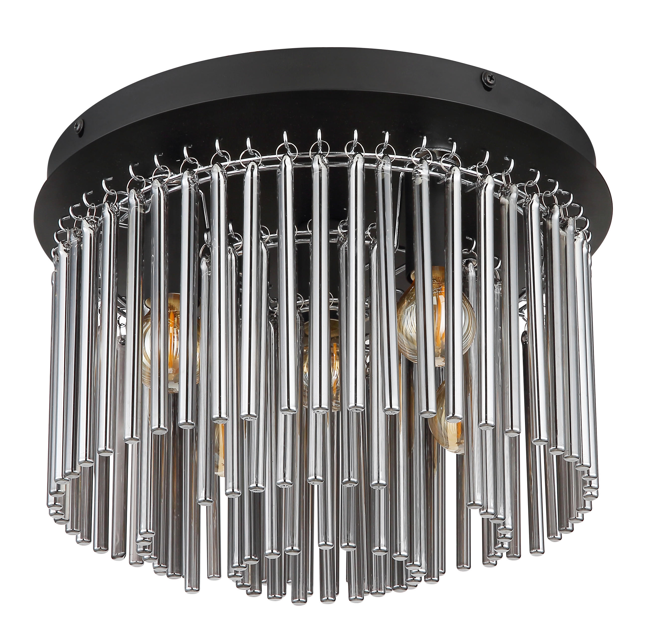 DECKENLEUCHTE    32/32/21,5 cm  - Schwarz, Konventionell, Glas/Metall (32/32/21,5cm) - Globo
