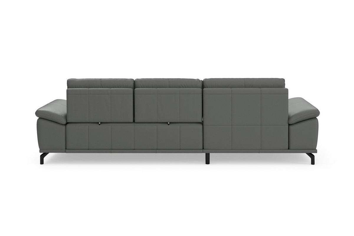 ROHOVÁ SEDAČKA, koža, antracitová - čierna/antracitová, Basics, kov/koža (176/301cm) - Sit & More