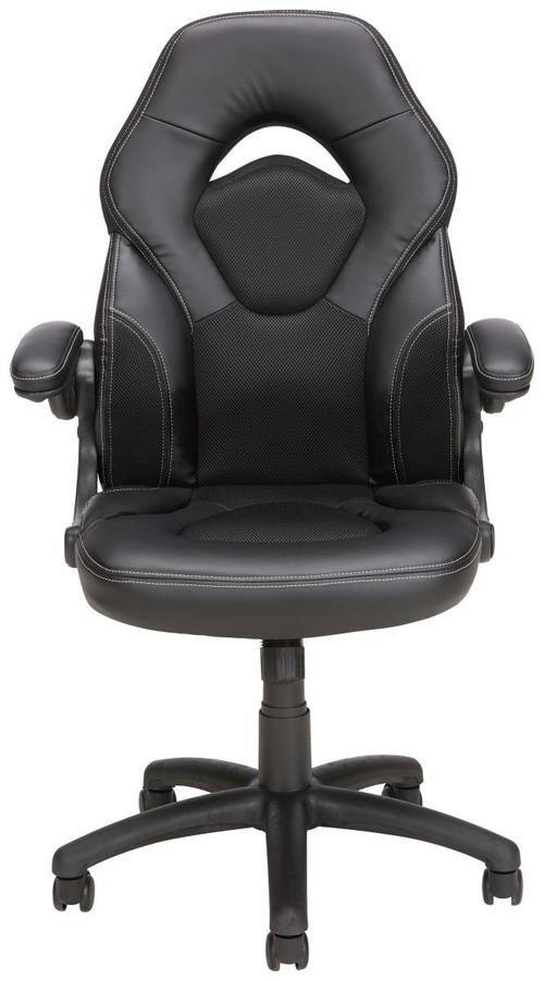 SNURRSTOL  i läderimitation, nätklädsel svart  - vit/svart, Modern, metall/textil (61/106-116/64cm) - Best Price